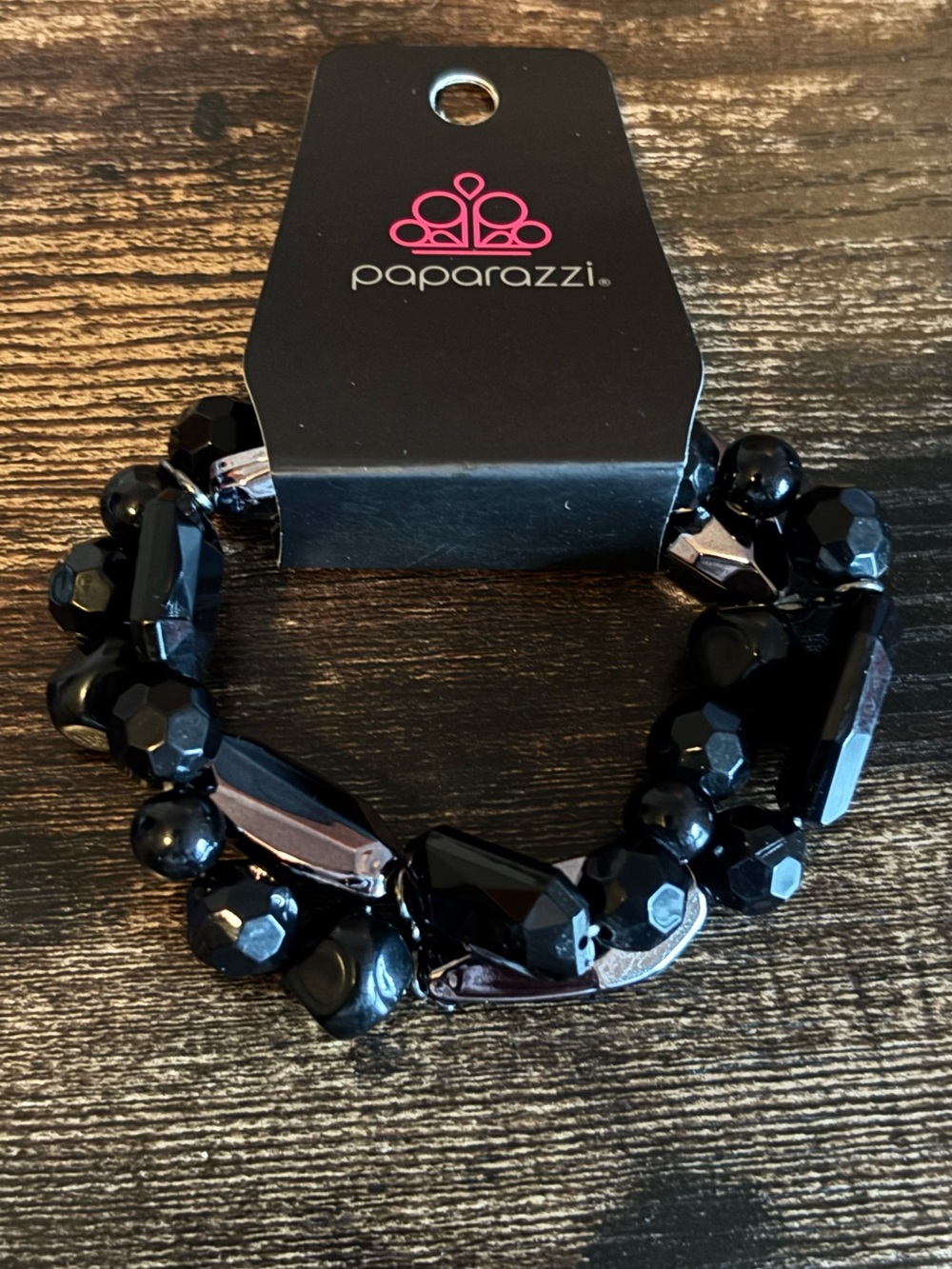 Paparazzi Luxe Jet Black Faceted Beaded‎ Bracelet